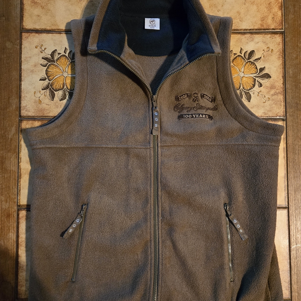 Calgary Stampede 100 Year Anniversary Teddy Bear Brown Fleece Vest